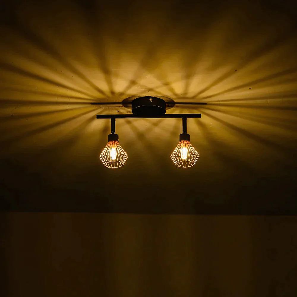 Rotatable Black Ceiling Lamp Lighting With Creative Cage Angle Adjustable G9 Lights Bulb For Store