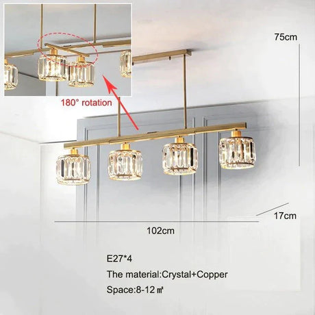 Crystal Ceiling Lights Bedroom Modern Design Copper Lamp Dining Room Led Kitchen Lustre Living