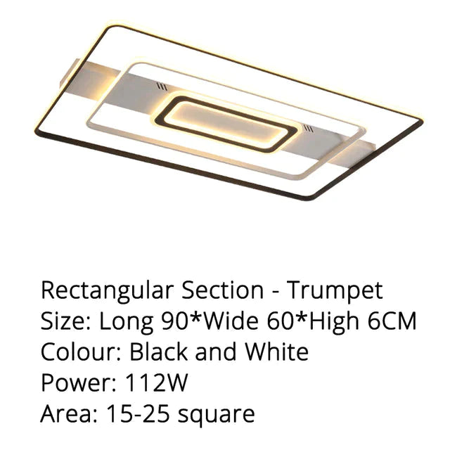 Modern Rectangle/Square/Circle Acrylic Led Ceiling Light White Color Black Remote Control For Living