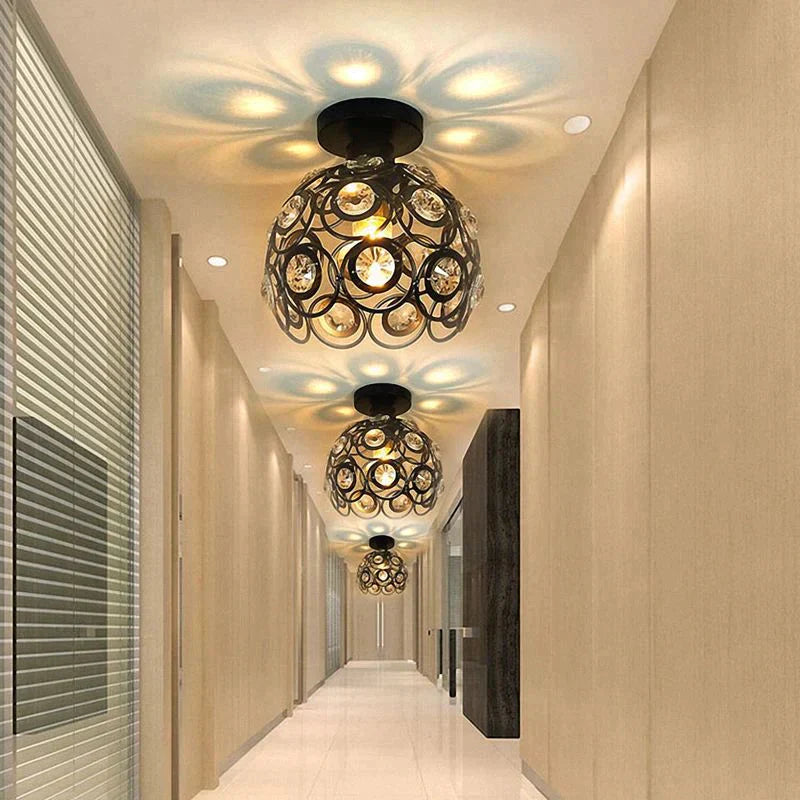 Creative Crystal Minimalist Ceiling Light Single Wall Lamp Bedroom European Iron Crystal Decor
