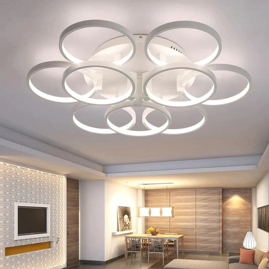 New Arrival Circle Rings Designer Modern Led Ceiling Lights Lamp For Living Room Bedroom Remote
