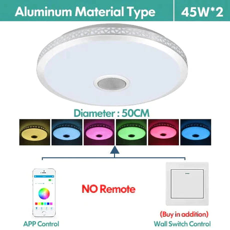 Led Ceiling Light Bluetooth And Music With Colourful Dimmer Rgb Remote Control For Living Room