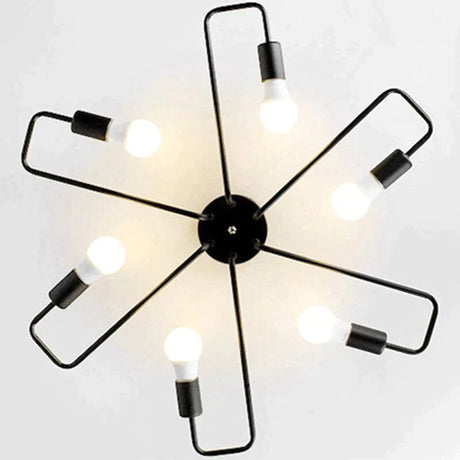 4/6 Light Retro Wrought Iron Ceiling Lights Bedroom/Dining Room Vintage Black Lamp Fixture E27