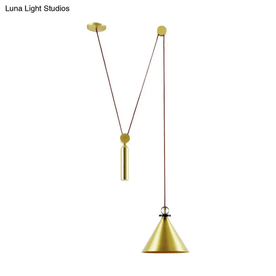 Pulley Pendant Lamp With Adjustable Height Modern Single Light Hanging Fixture For Kitchen Hallway