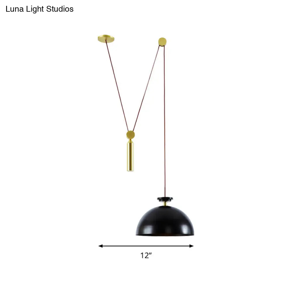 Pulley Pendant Lamp With Adjustable Height Modern Single Light Hanging Fixture For Kitchen Hallway