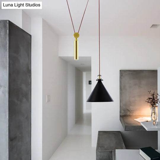 Pulley Pendant Lamp With Adjustable Height Modern Single Light Hanging Fixture For Kitchen Hallway