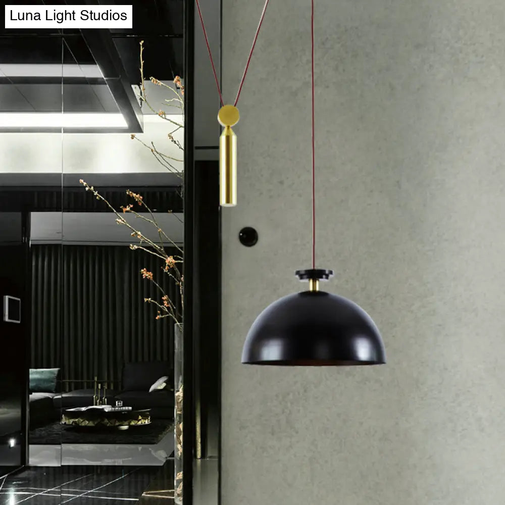 Pulley Pendant Lamp With Adjustable Height Modern Single Light Hanging Fixture For Kitchen Hallway