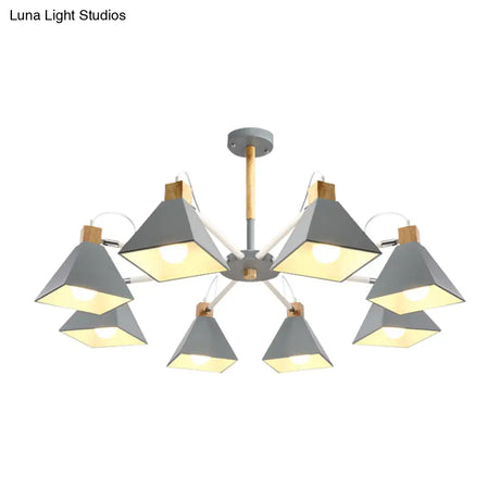 Pyramid Shade Chandelier: Elegant Macaron Metal Hanging Light For Dining Room