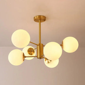 Radial Chandelier Pendant Light In Antiqued Brass - Contemporary Glass Design For Living Room