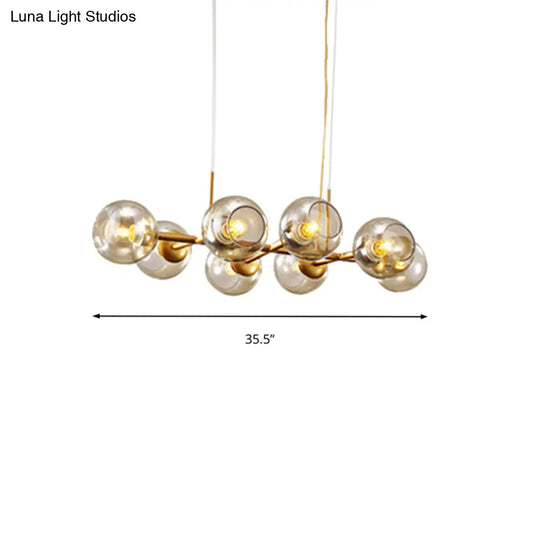 Radial Glass Chandelier - Modern Black/Gold Suspension Lamp (8/12 Lights)