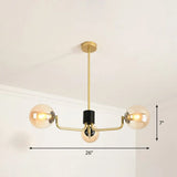 Radial Metal Ball Glass Chandelier – Modern Suspension Light For Living Room 3 / Gold Amber