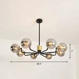 Radial Metal Ball Glass Chandelier – Modern Suspension Light For Living Room 8 / Black Smoke Grey