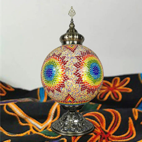 Raelynn - Vintage Sphere Nightstand Lighting 1-Light Hand Rolled Art Glass Night Table Light For