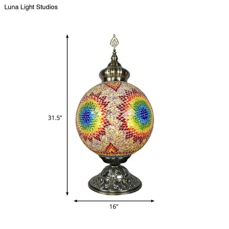 Raelynn - Vintage Sphere Nightstand Lighting 1-Light Hand Rolled Art Glass Night Table Light For