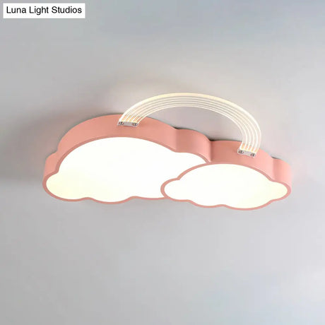 Rainbow Cloud Led Pink Flushmount For Child’s Bedroom