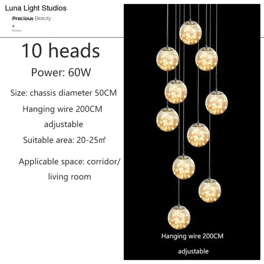 Raloo - Modern Led Glass Ball Chandelier