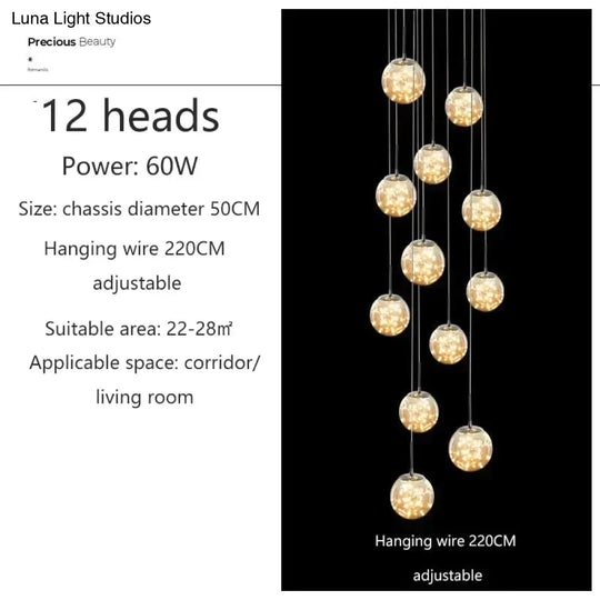 Raloo - Modern Led Glass Ball Chandelier