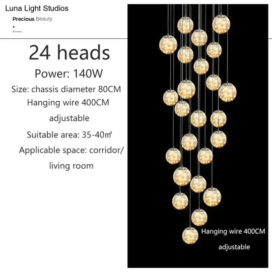 Raloo - Modern Led Glass Ball Chandelier