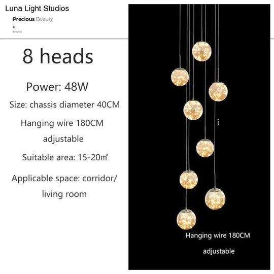 Raloo - Modern Led Glass Ball Chandelier