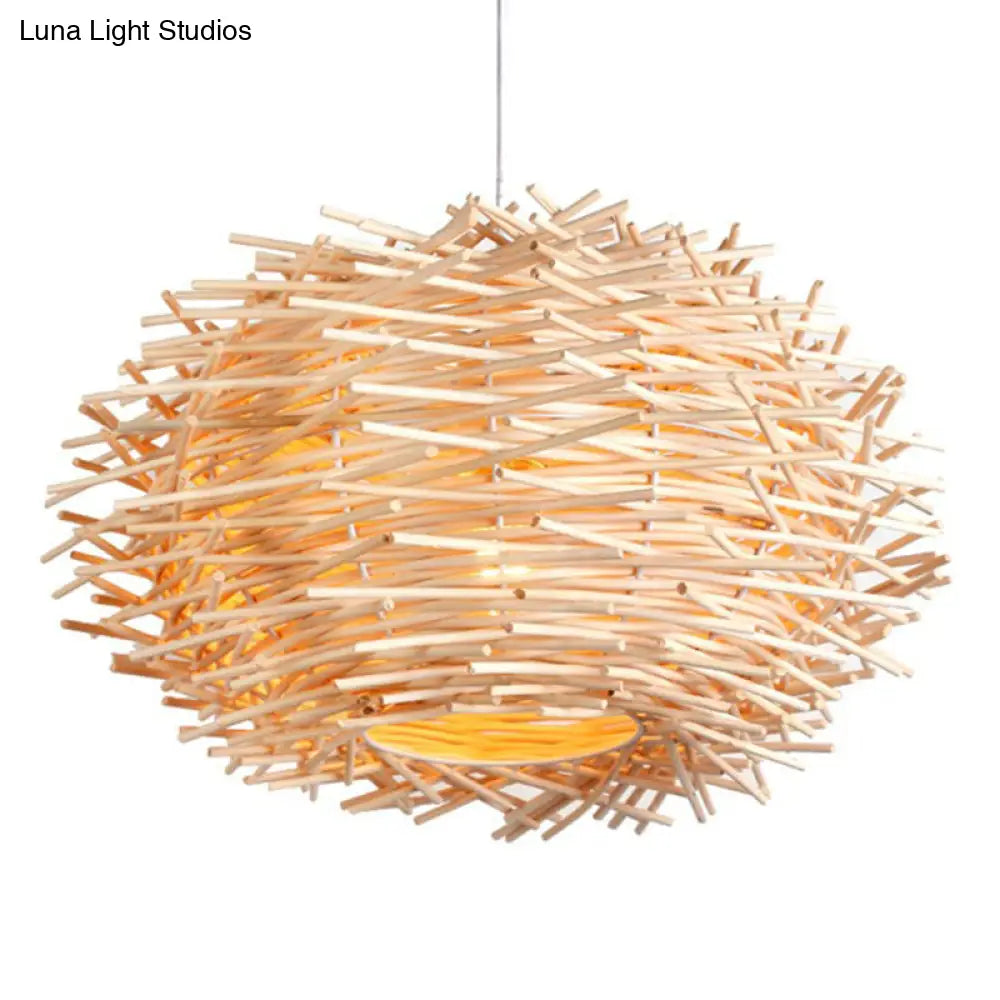 Rattan Decorative Pendant Lamp: Modern Indoor Lighting Fixture Beige / 12