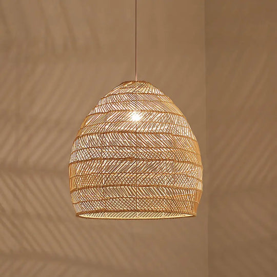 Rattan Pendant Ceiling Light For Elegant Dining - Asian-Inspired Single-Bulb Fixture Beige / 18