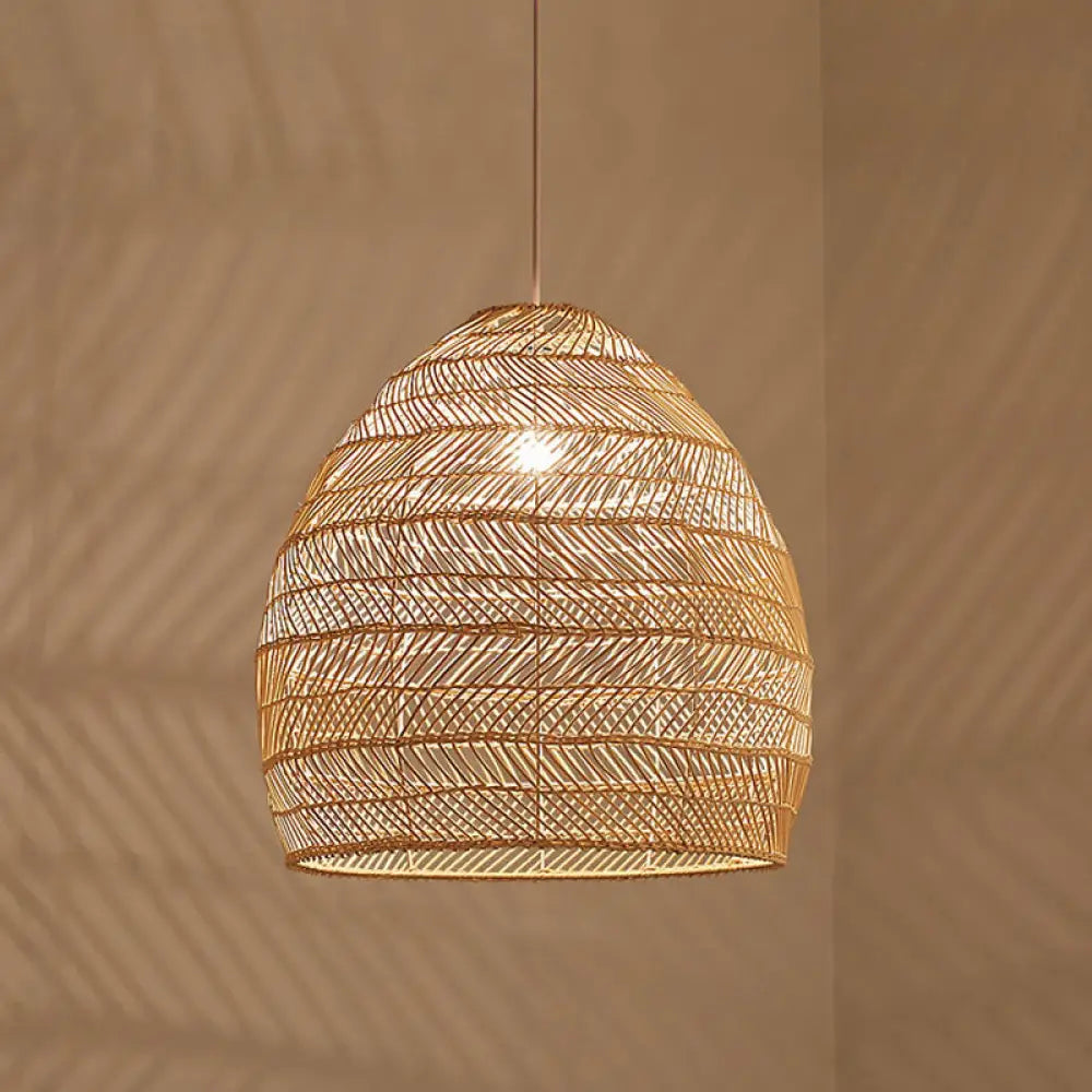 Rattan Pendant Ceiling Light For Elegant Dining - Asian-Inspired Single-Bulb Fixture Beige / 20