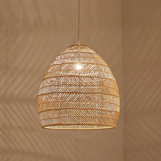 Rattan Pendant Ceiling Light For Elegant Dining - Asian-Inspired Single-Bulb Fixture Beige / 20