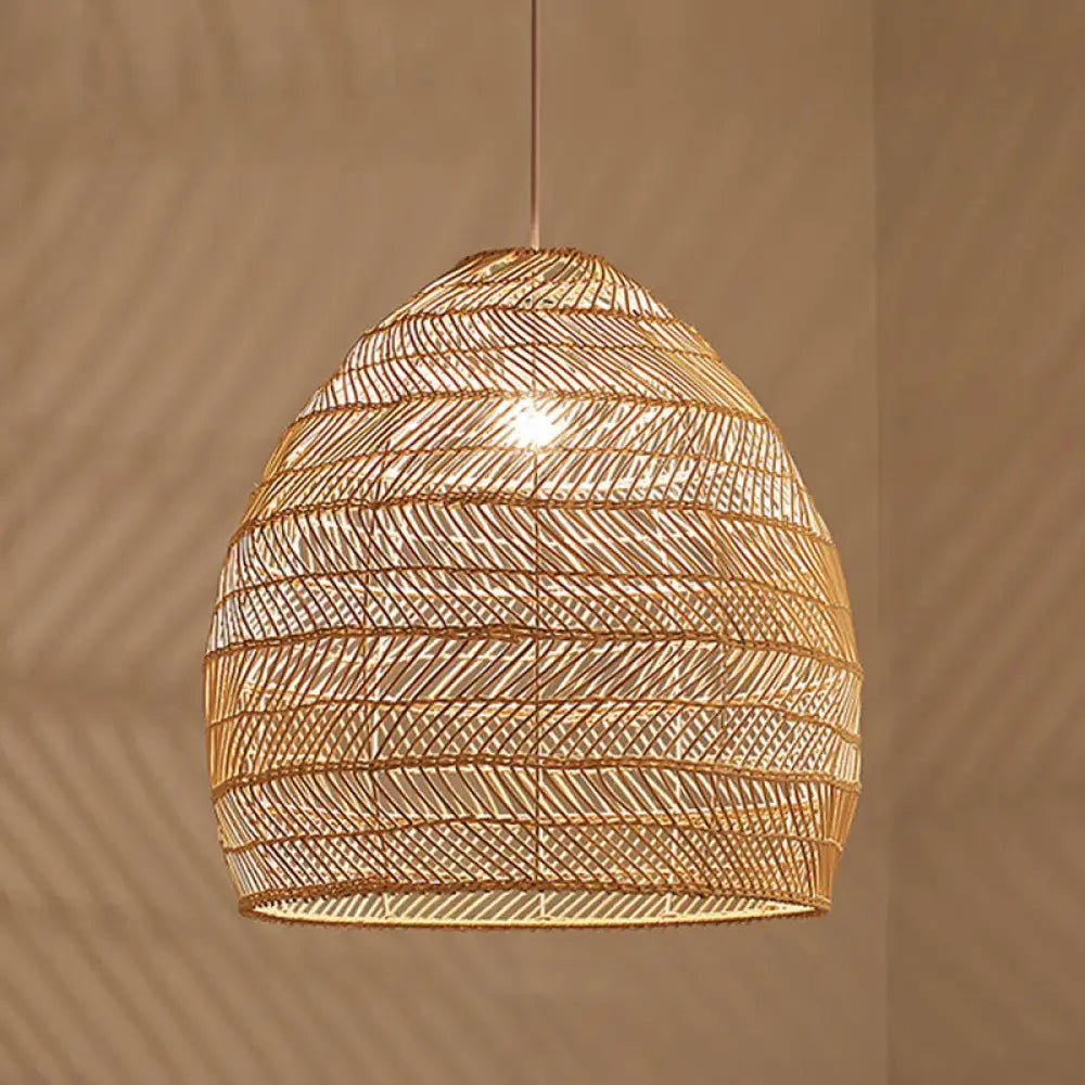 Rattan Pendant Ceiling Light For Elegant Dining - Asian-Inspired Single-Bulb Fixture Beige / 39.5