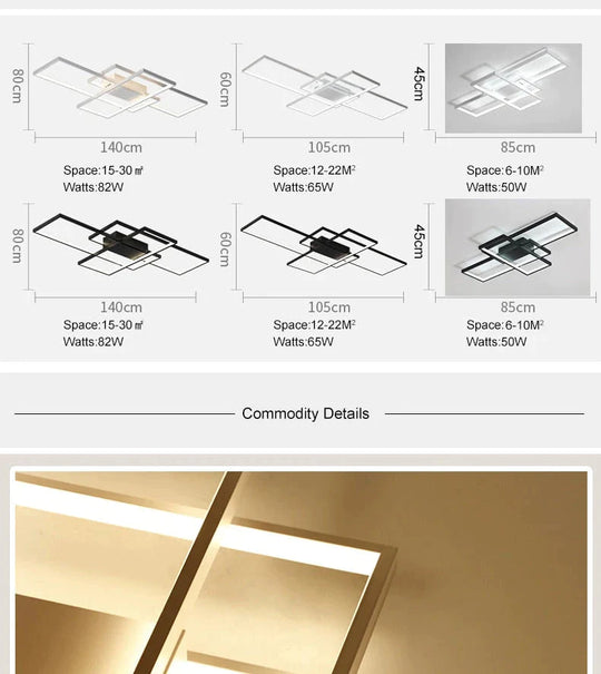 Rechteckige moderne LED-Deckenleuchten aus Aluminium für Wohnzimmerschlafzimmer
