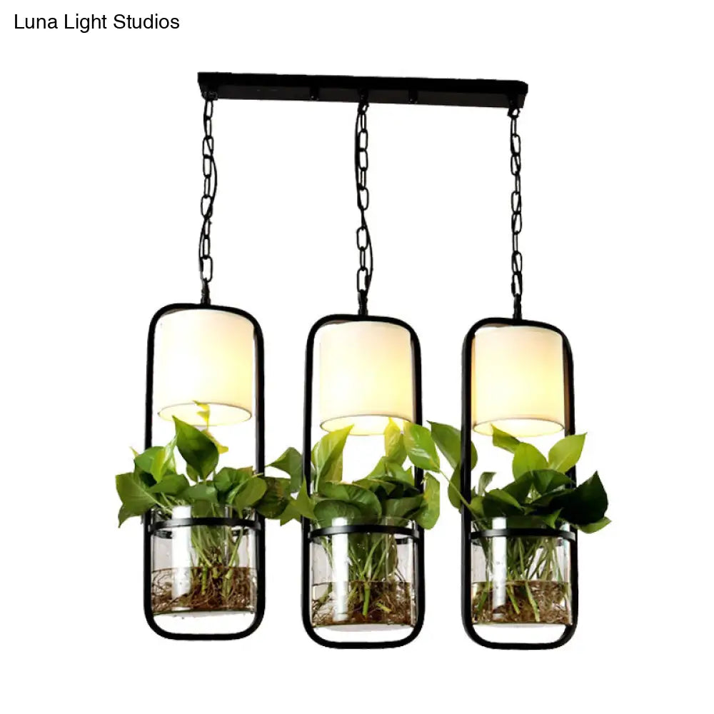Industrial Metal Pendant Light With Clustered Rectangle Design For Dining Room - Black/White Tone