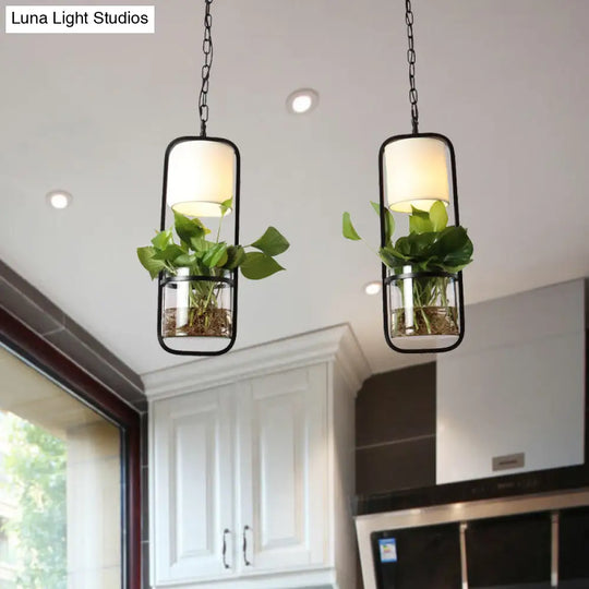 Industrial Metal Pendant Light With Clustered Rectangle Design For Dining Room - Black/White Tone