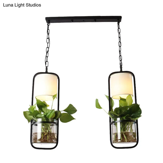 Industrial Metal Pendant Light With Clustered Rectangle Design For Dining Room - Black/White Tone