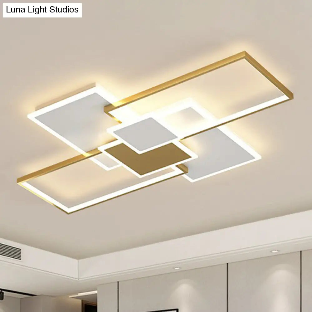 Rectangle Led Flush Mount Ceiling Light - Modern Simplicity For Living Rooms Gold / 27.5 Warm