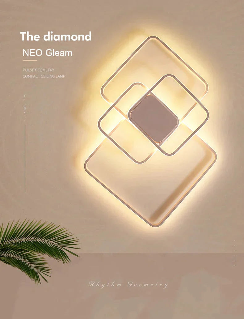 Rectangle Modern Led Ceiling Lights For Living Room Bedroom Study White/Brown Color Square Lamp With