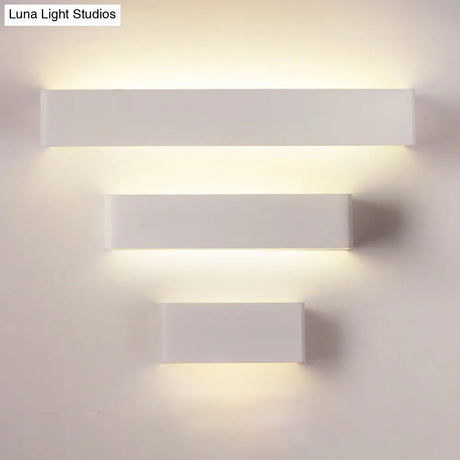 Rectangular Metal Wall Mounted Lamp - Modernist 8/12 Wide Led Up & Down Lighting In Gold/Black/White
