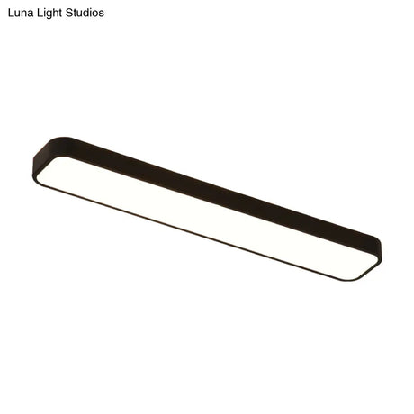 Rectangular Minimalist Metallic Flush Mount Led Light In Black/White With Warm/White Illumination