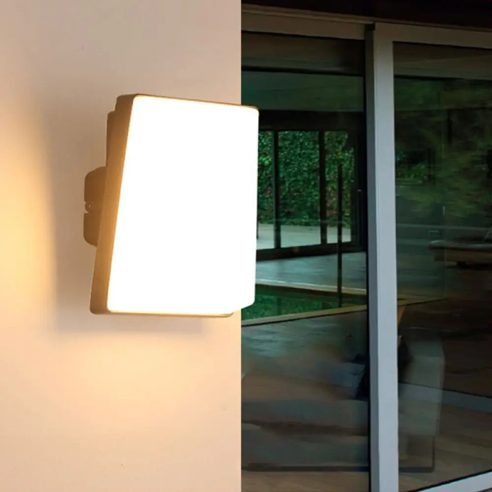 Rectangular Minimalistic Led Wall Sconce With Acrylic Shade Metallic Balcony Lighting (Black) Black
