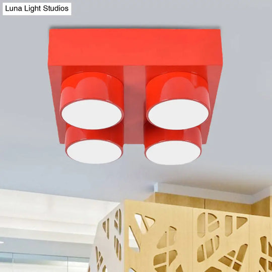 Rectangular Multi-Head Metal Ceiling Lamp For Modern Kitchen Flush Mount