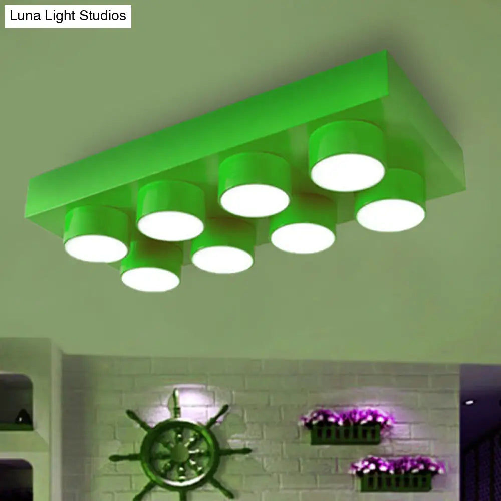 Rectangular Multi-Head Metal Ceiling Lamp For Modern Kitchen Flush Mount