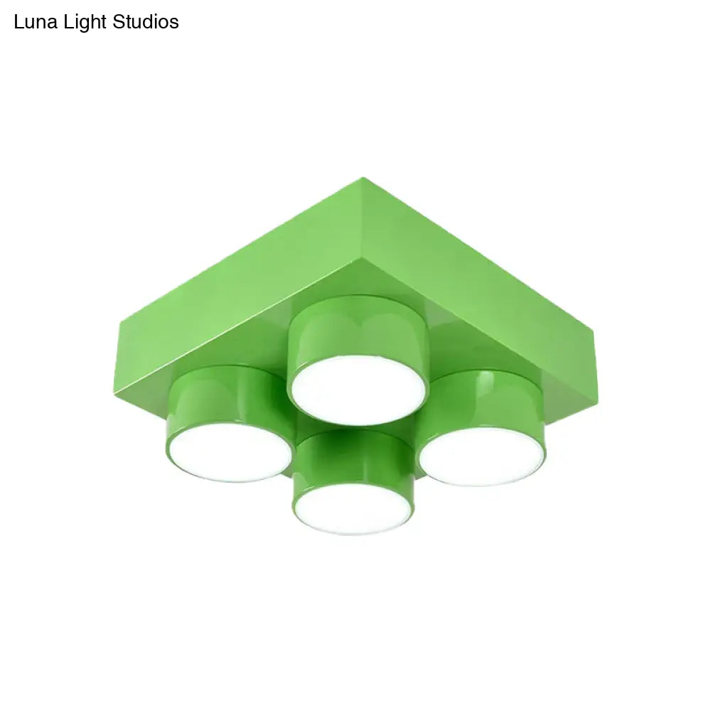 Rectangular Multi-Head Metal Ceiling Lamp For Modern Kitchen Flush Mount