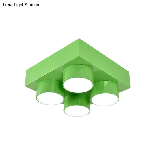 Rectangular Multi-Head Metal Ceiling Lamp For Modern Kitchen Flush Mount