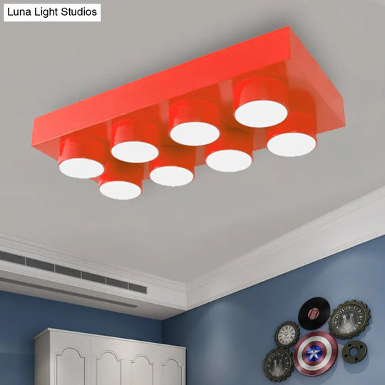 Rectangular Multi-Head Metal Ceiling Lamp For Modern Kitchen Flush Mount
