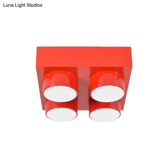 Rectangular Multi-Head Metal Ceiling Lamp For Modern Kitchen Flush Mount