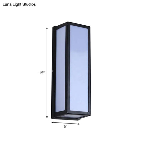 Rectangular Patio Sconce - Plastic Led Wall Light Small/Large Black
