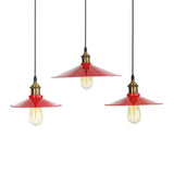 Red Iron Saucer Shade Pendant Light Kit - Loft Style Hanging Ceiling For Living Room