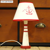 Red Tapered Shade Desk Light With Anchor Nautical Resin Reading - Ideal For Study Rooms