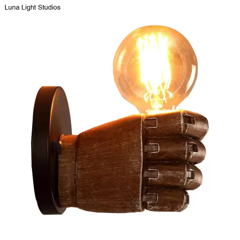 Resin 1-Bulb Wall Sconce Decor - Elegant Left/Right Hand Brown Light For Corridor