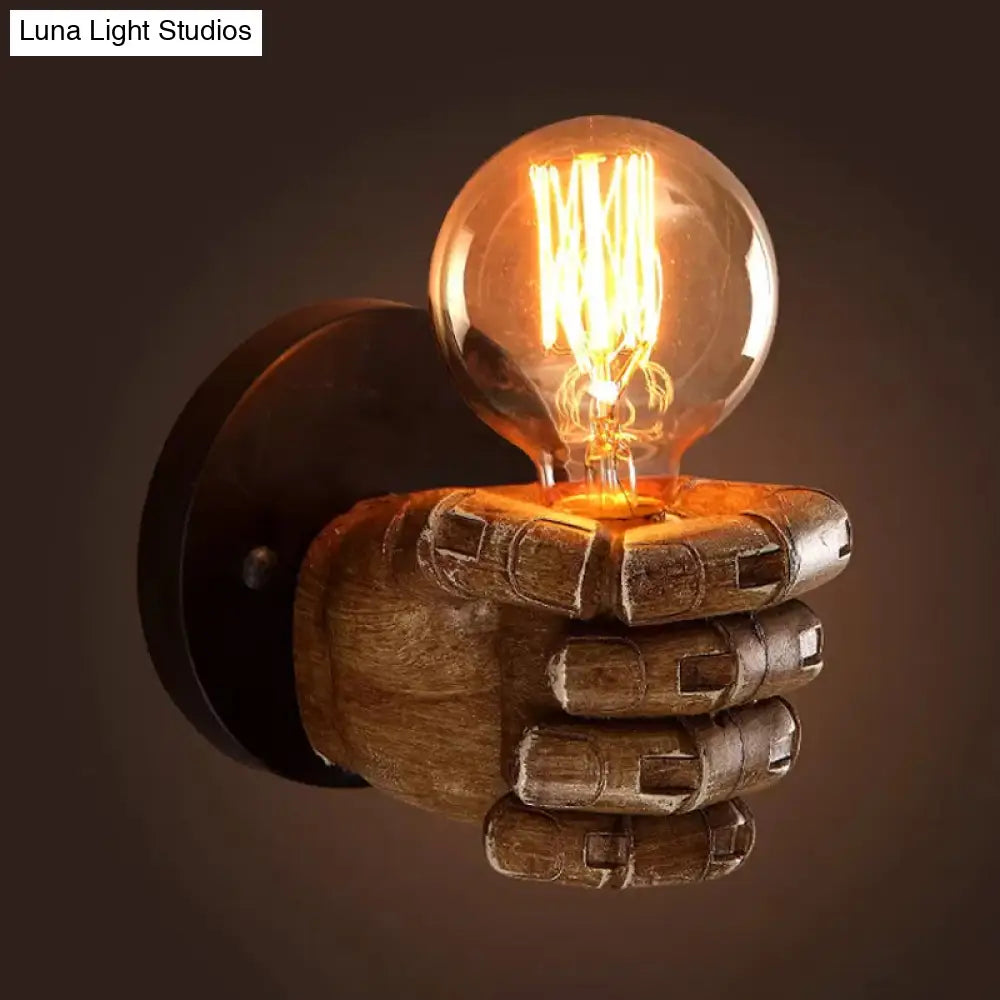 Resin 1-Bulb Wall Sconce Decor - Elegant Left/Right Hand Brown Light For Corridor