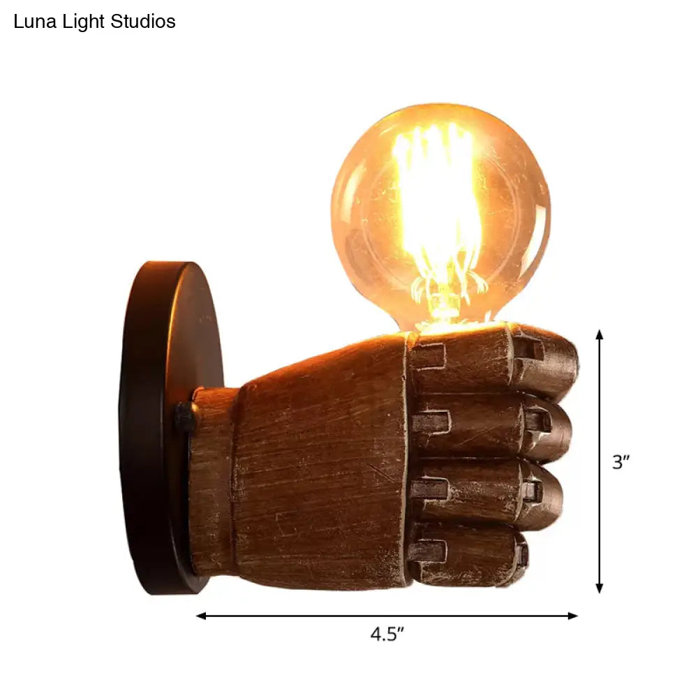 Resin 1-Bulb Wall Sconce Decor - Elegant Left/Right Hand Brown Light For Corridor