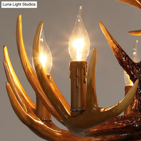 Resin Deer Horn Suspension Light - Traditional Chandelier For Restaurants